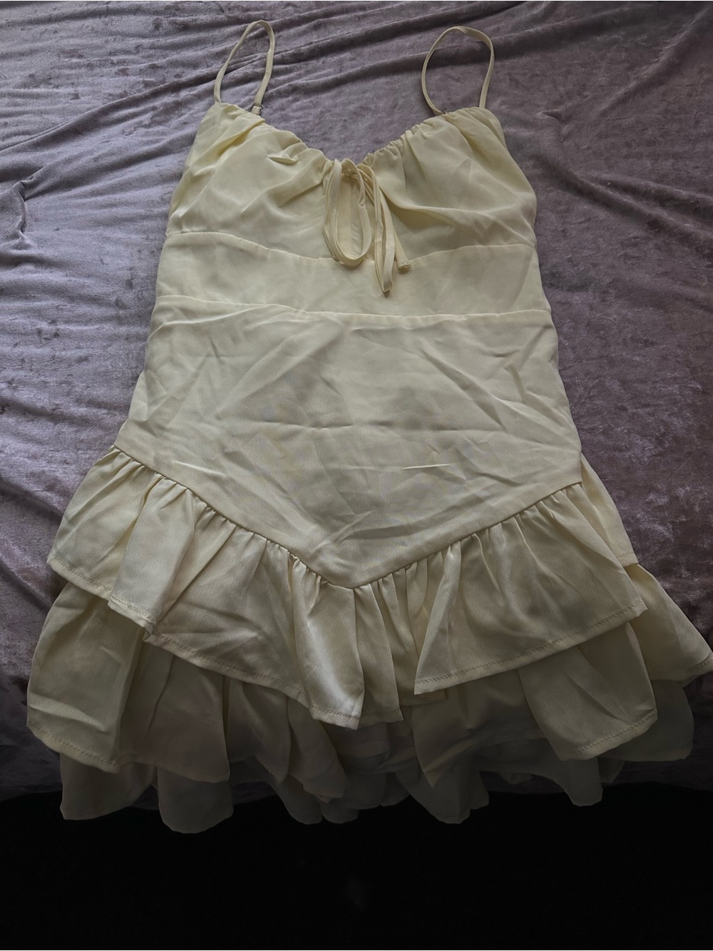 Girls' Spaghetti-Strap Ruffle Dress in Light Yellow